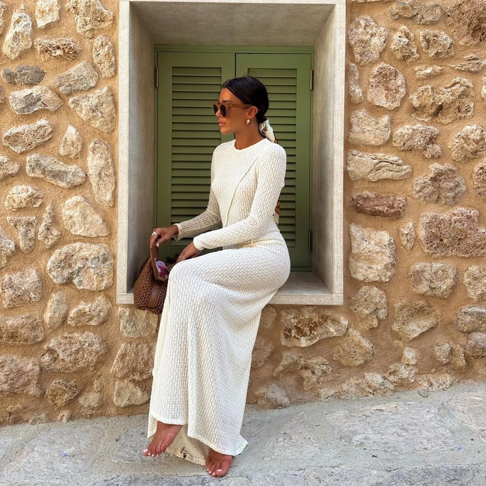 ZARA NEW WOMAN SS23 LIGHT BEIGE MIDI DRESS WITH BELT REF:0387/161 size M